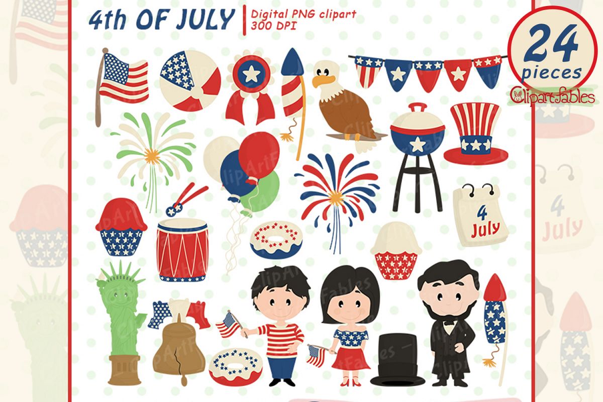 Happy INDEPENDENCE Day clipart, 4th of JULY clipart, USA art example image 1