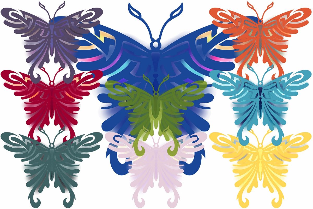 Colored Butterfly's ( Graphic Pack ) example image 1