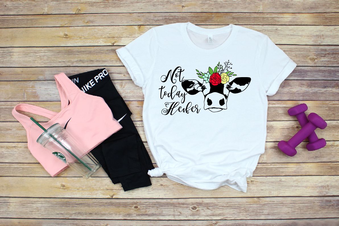 Cow Whit Flower SVG, Not today Heifer cattle 1384 example image 1