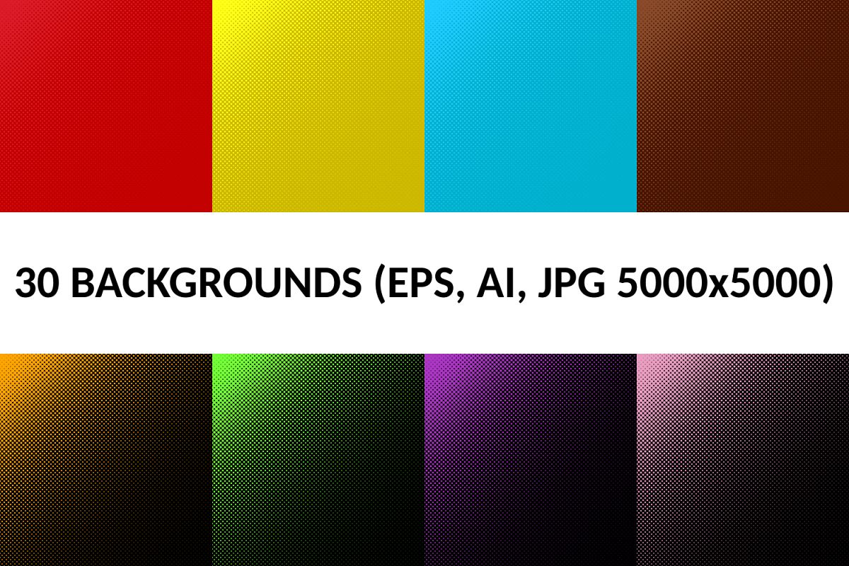 30 Halftone Circle Backgrounds (AI, EPS, JPG 5000x5000) example image 1