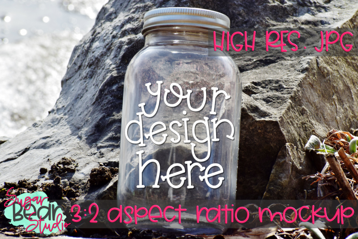Mason Jar on a Rock Mockup example image 1