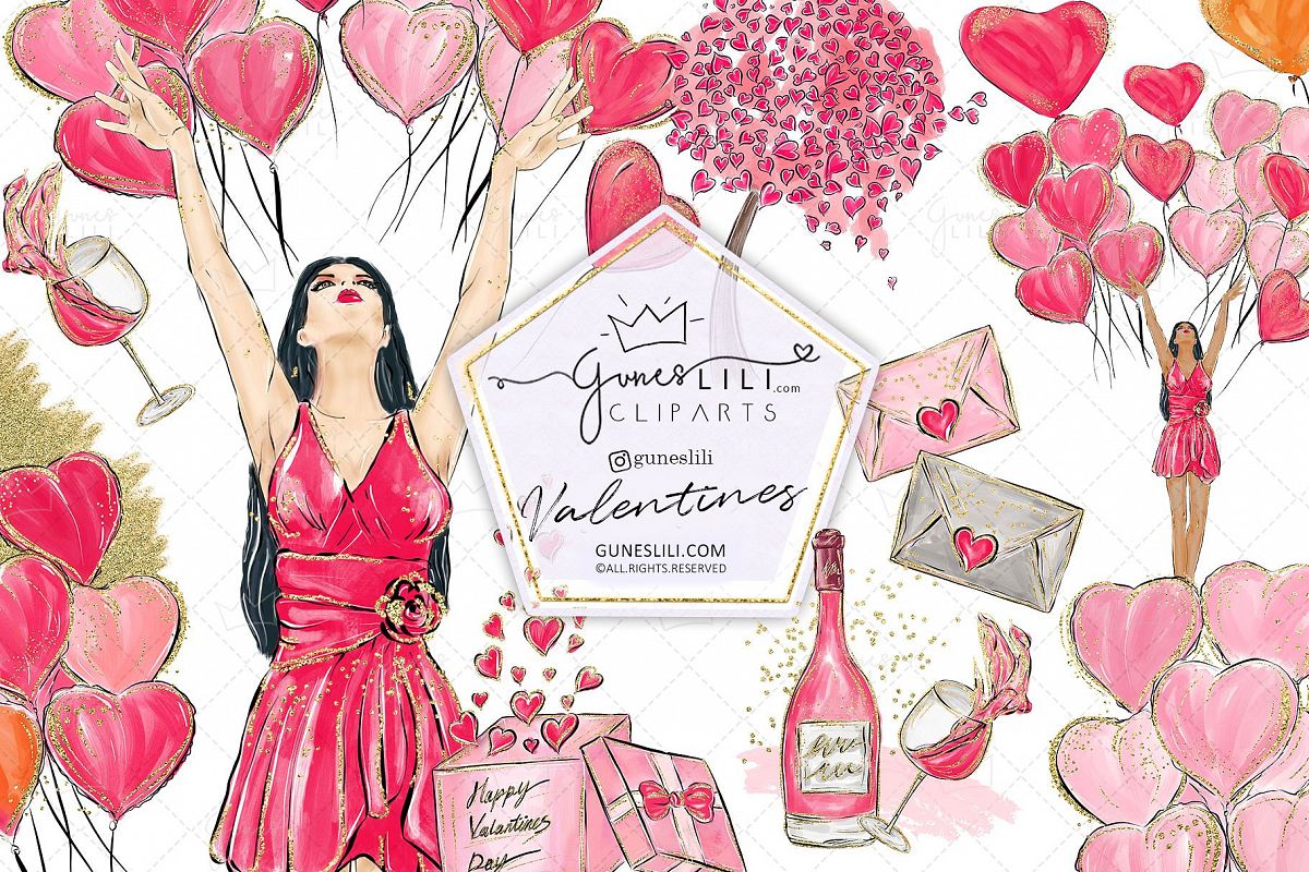 Cute Valentine Clipart Valentines Day Clipart Scrapbooking example image 1