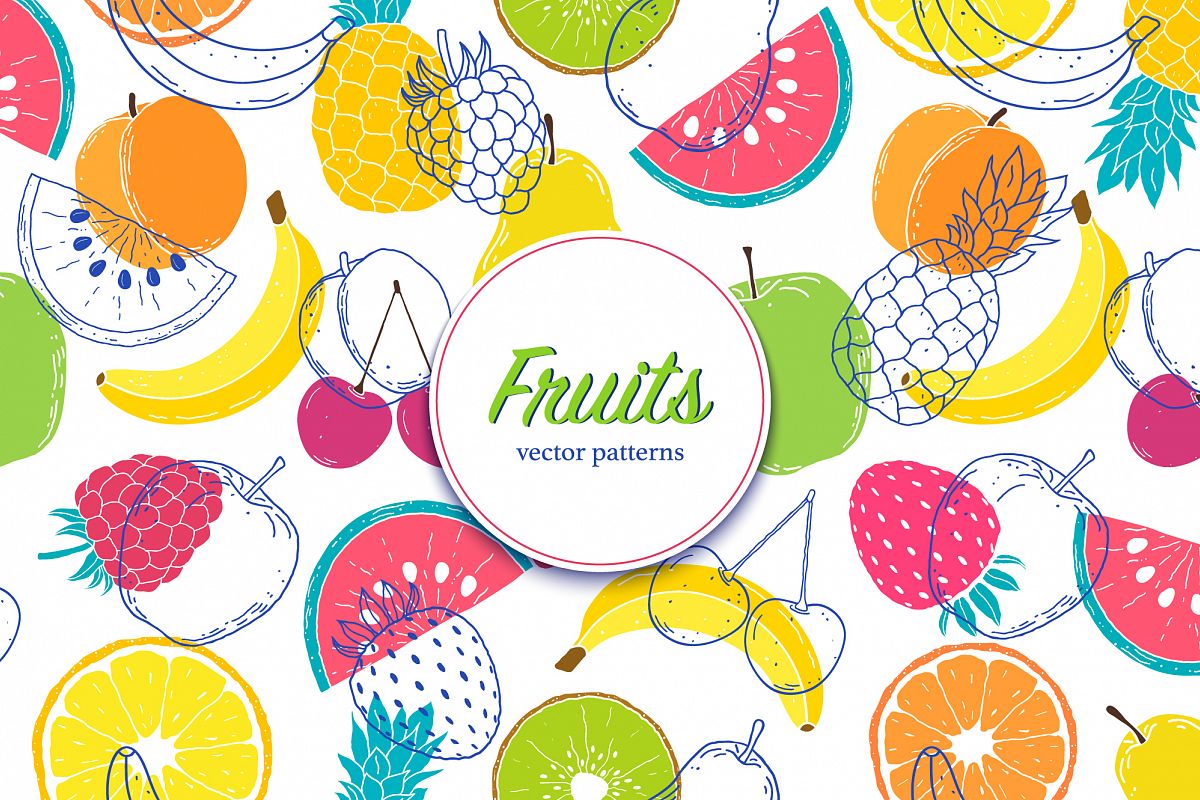 Fruits. Vector patterns. example image 1