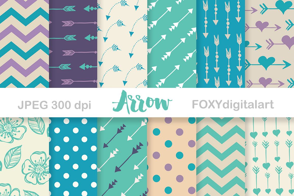 Digital paper arrow aztec tribal native bohemian hipster example image 1