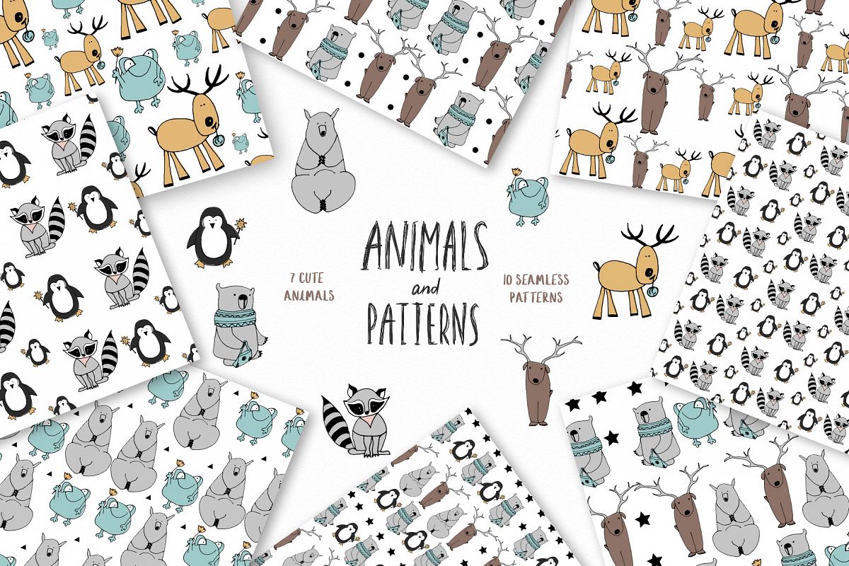 Animals Patterns For Baby Nursery Cute Baby Illustrations