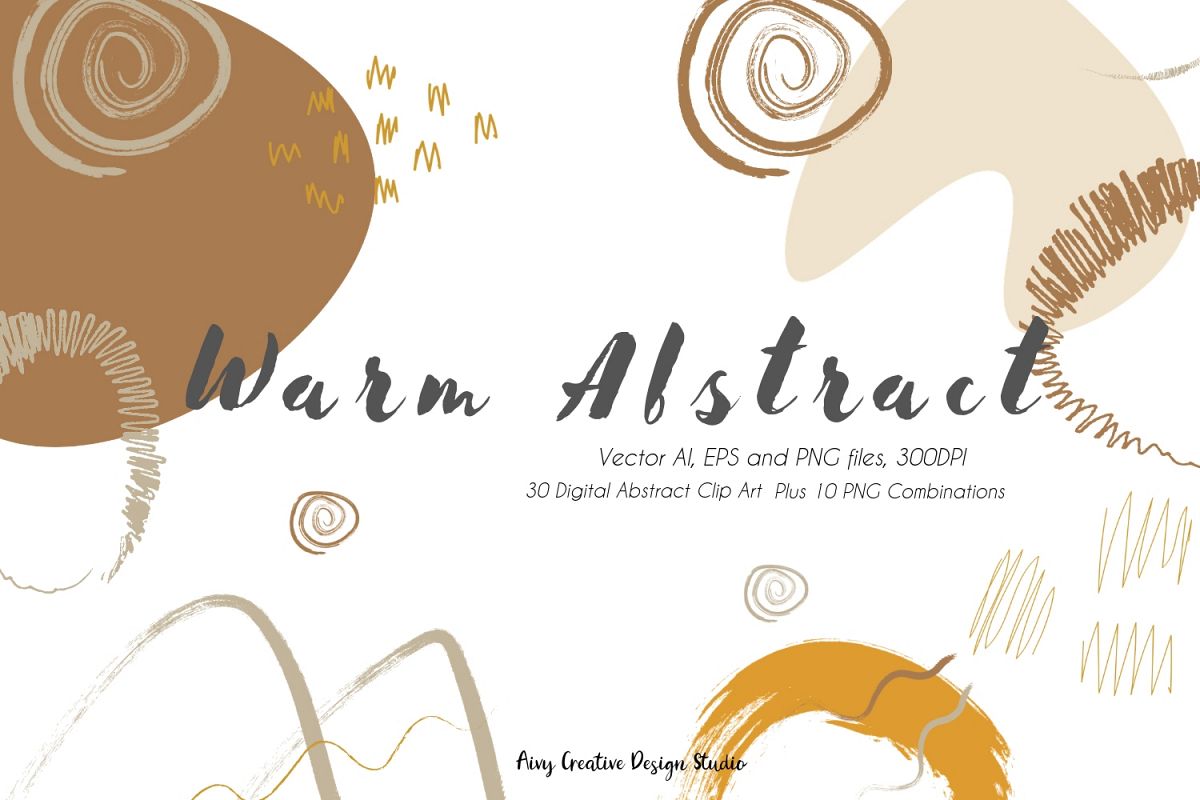 Vector Warm Abstract Colors Abstract Clip Illustration Set example image 1
