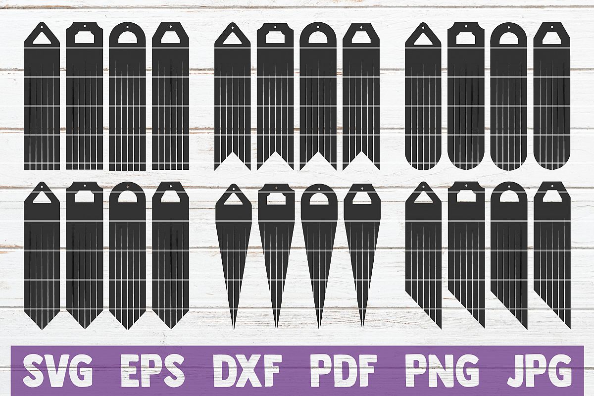 Long Fringe Earrings SVG Cut Files example image 1