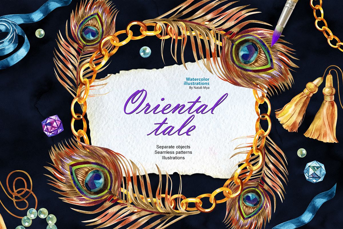 Oriental tale - watercolor set example image 1