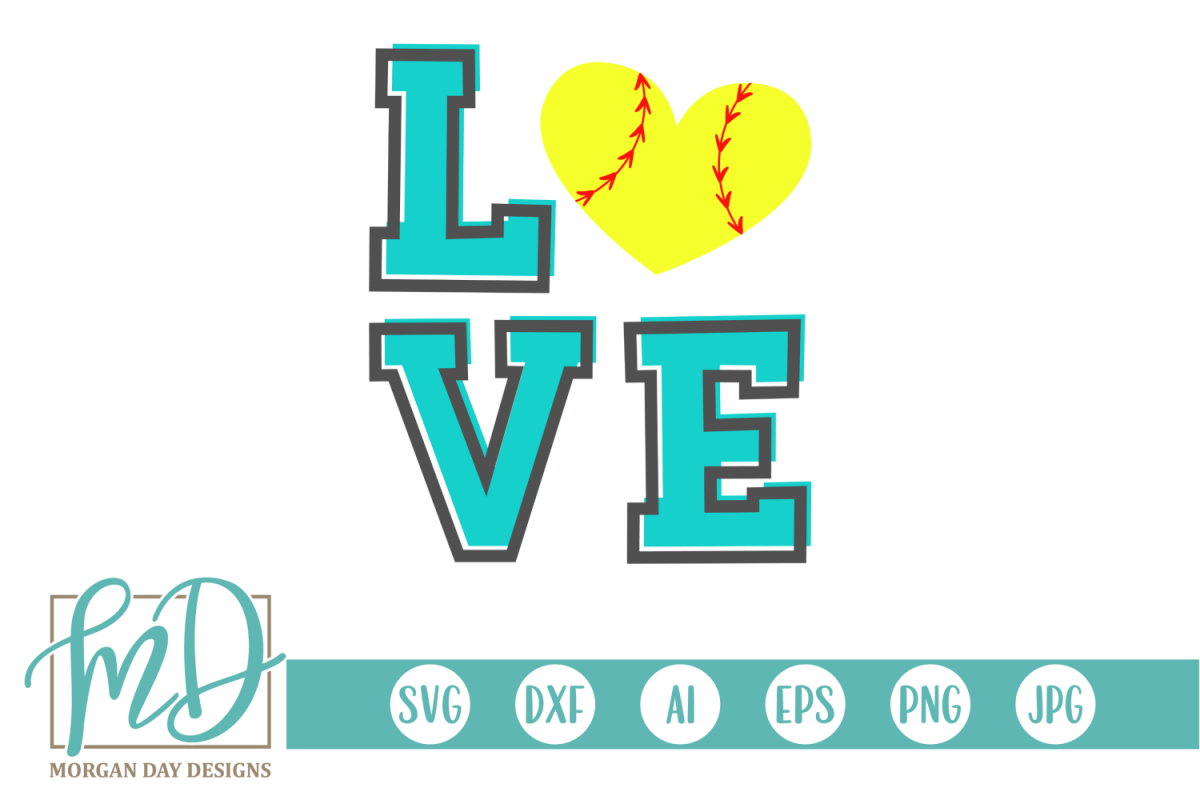 Softball Love - Love Softball SVG, DXF, AI, EPS, PNG, JPEG example image 1