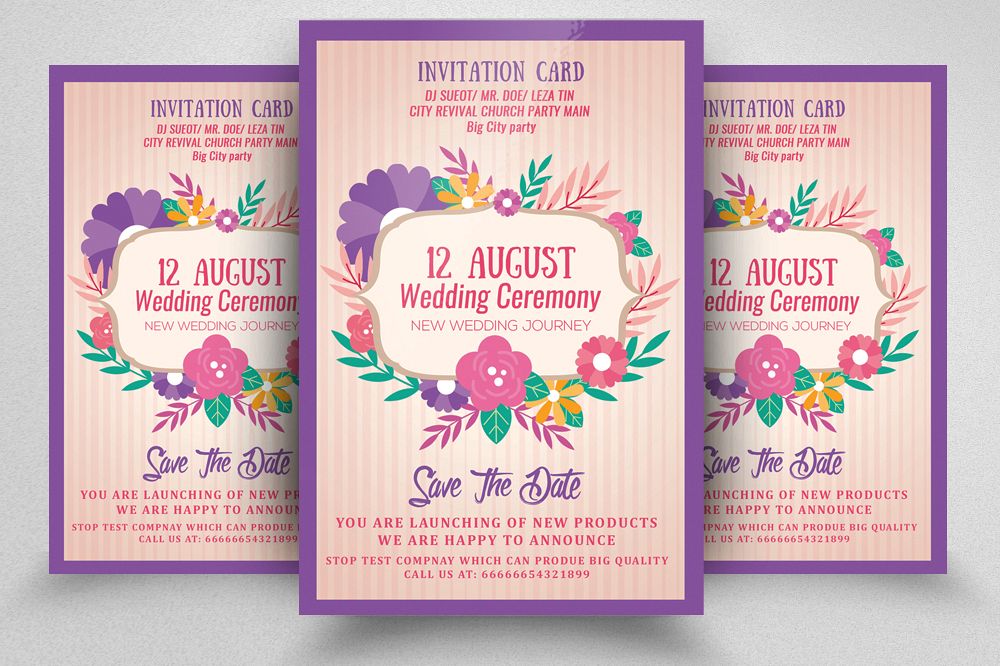 Floral Wedding Invitation / Flyer example image 1
