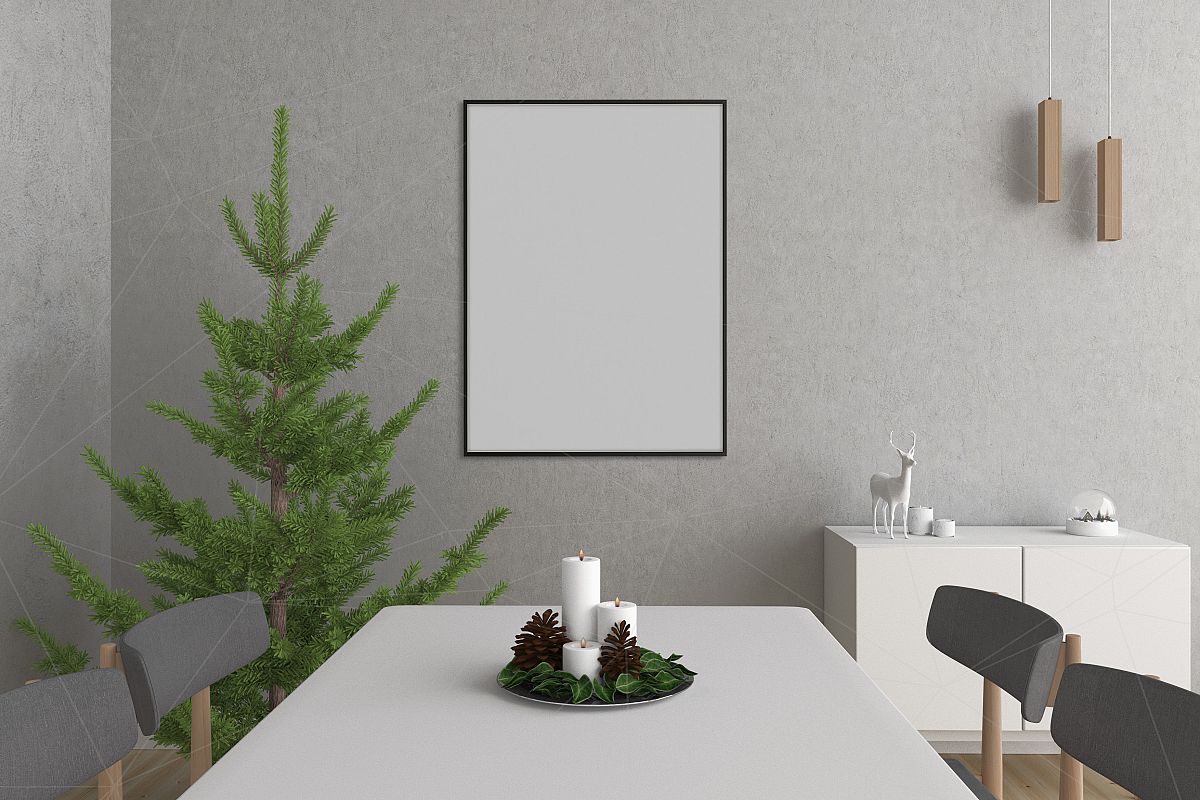 Christmas Interior mockup bundle - blank wall mock up example image 1