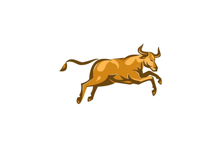 texas longhorn bull jumping side retro example image 1