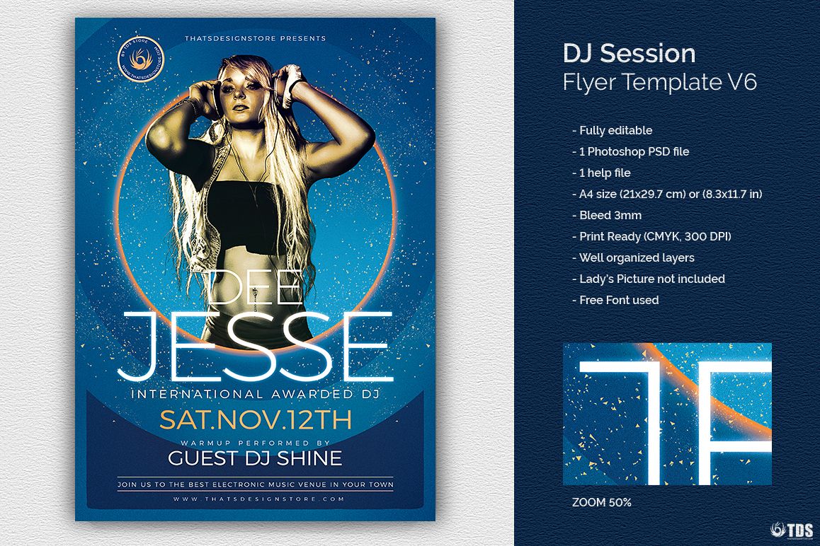 DJ Session Flyer Template V6 example image 1