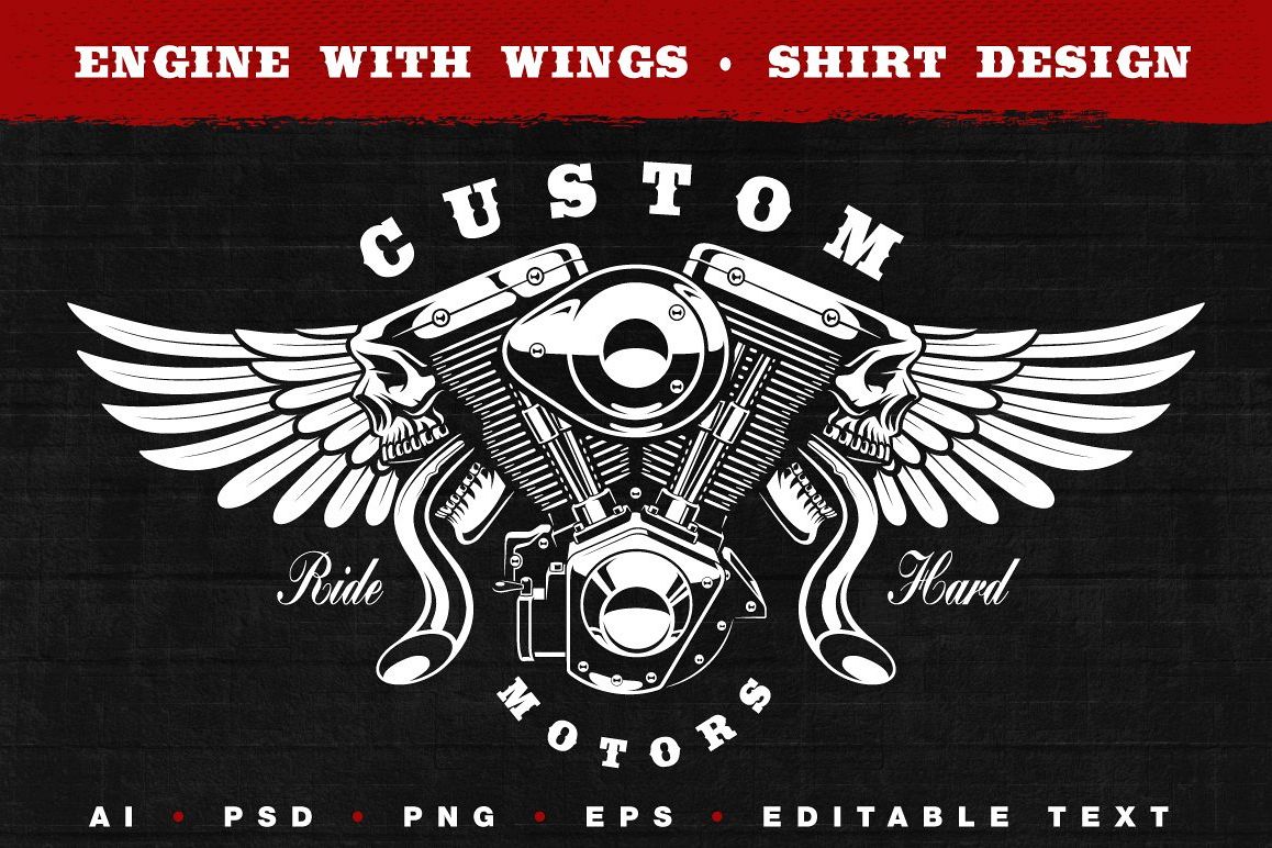 Motorcycle engine with wings. example image 1
