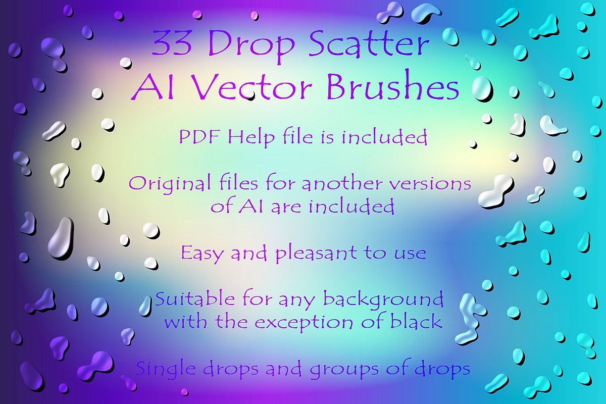 33 Drop, Blob, Dribble Illustrator Scatter Brushes example image 1