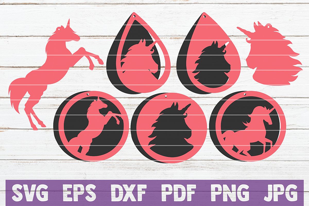 7 Unicorn Earrings SVG Cut Files example image 1