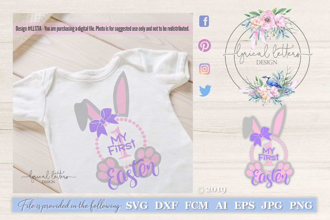 Download My First Easter Baby Girl Bunny Ears SVG DXF Cut File LL177A