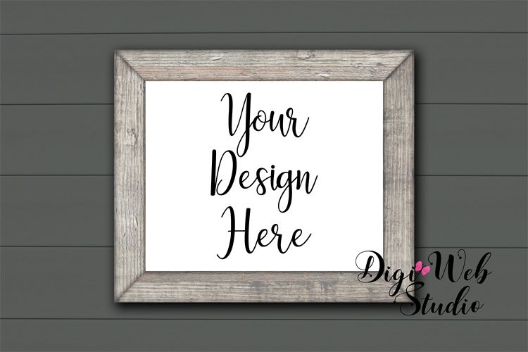 Wood Sign Mockup - Farmhouse Wood Frame on Gray Shiplap example image 1