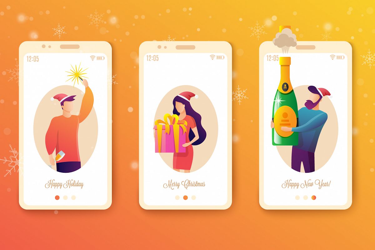 Happy New Year Flat Banners example image 1