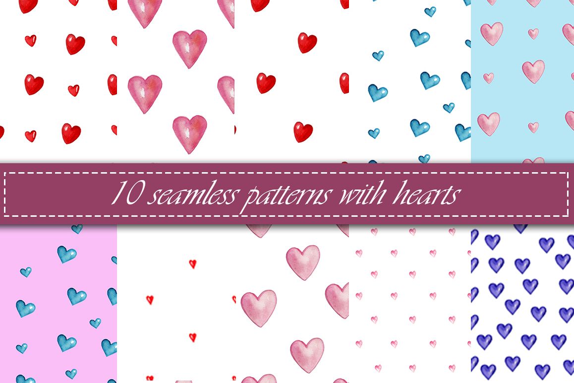 seamless patterns with hearts example image 1