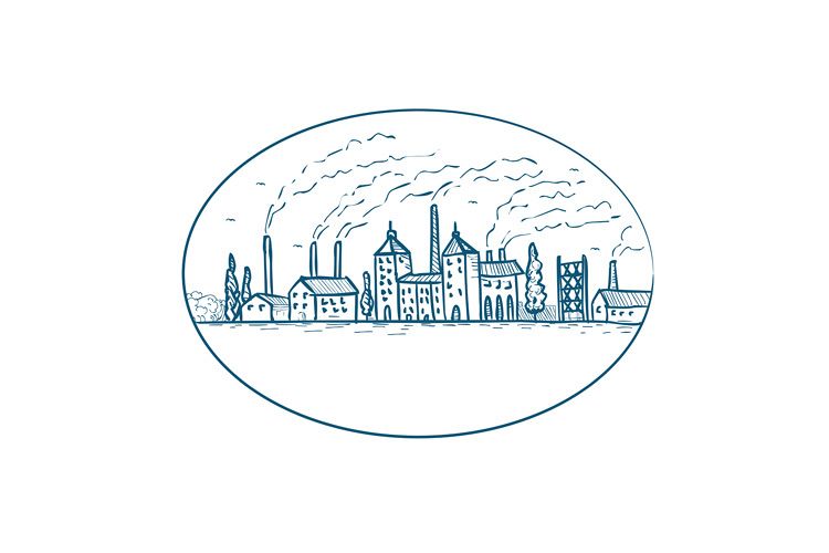 Industrial Revolution Landscape Drawing example image 1