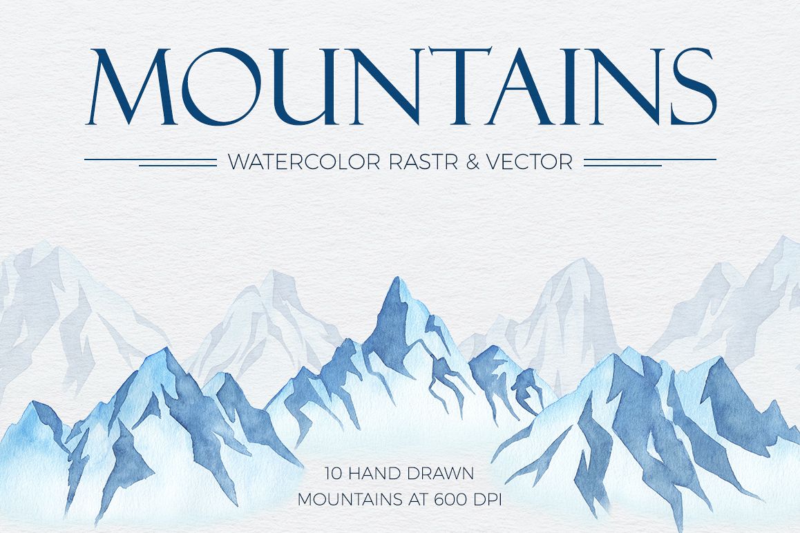 Mountains Watercolor Set example image 1