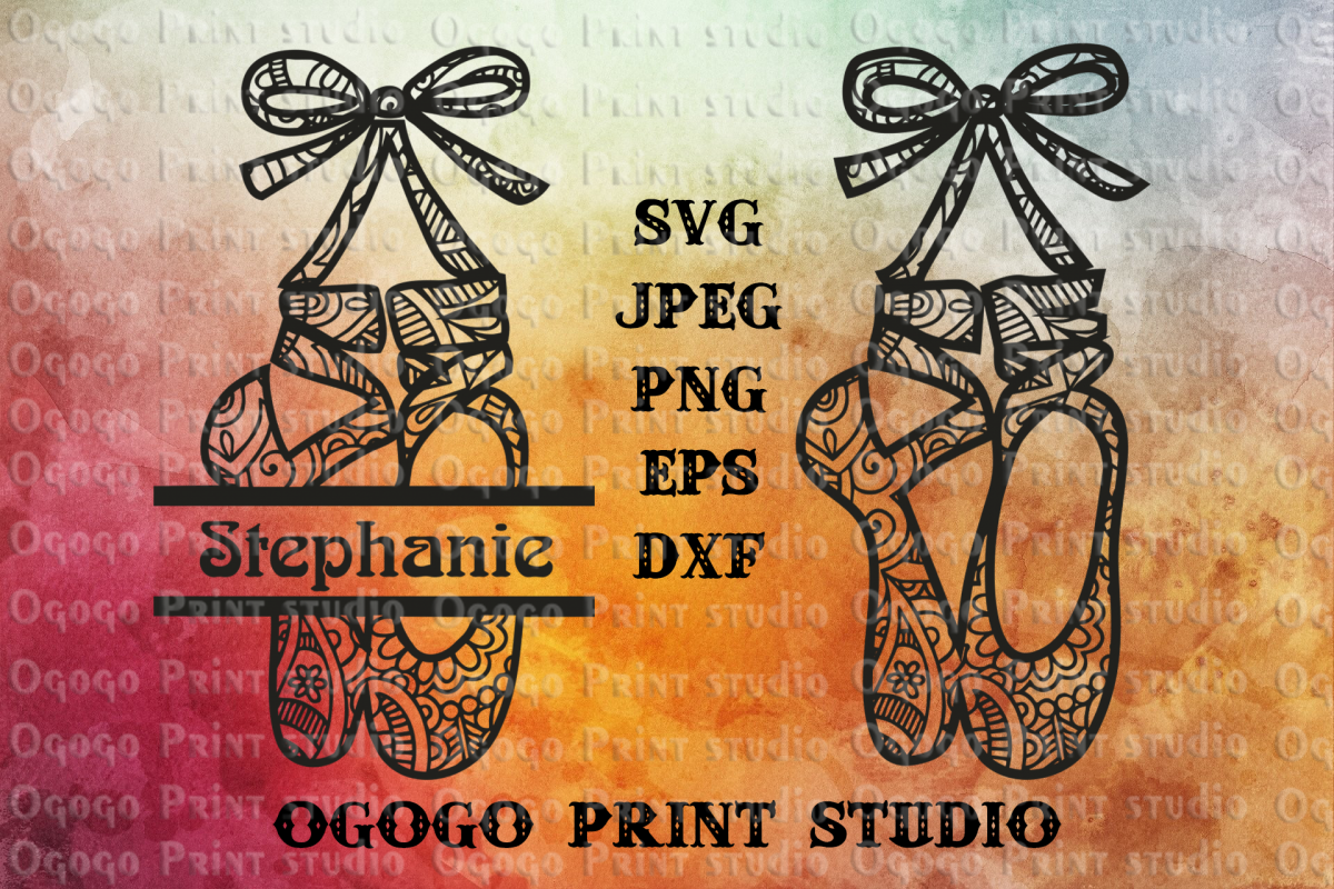 Ballet Shoes SVG, Pointe Shoe Svg, Zentangle SVG,Mandala svg example image 1