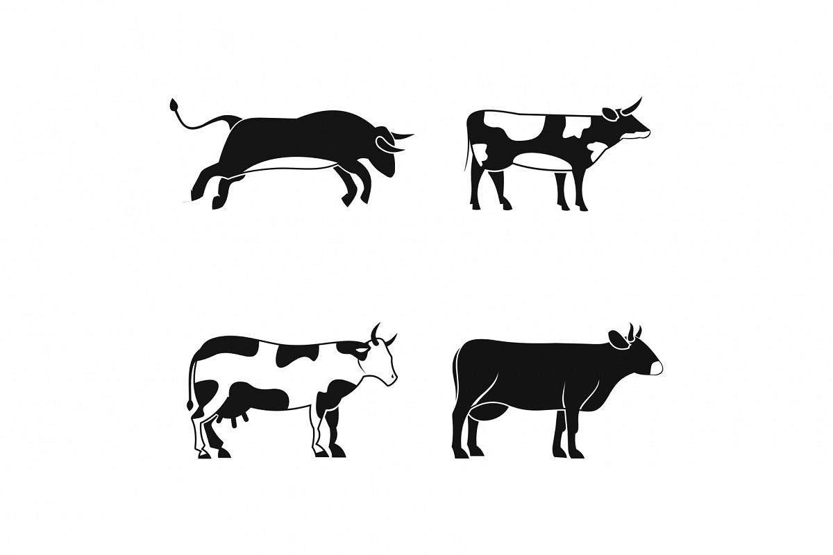 Bull, cow icon set, simple style example image 1
