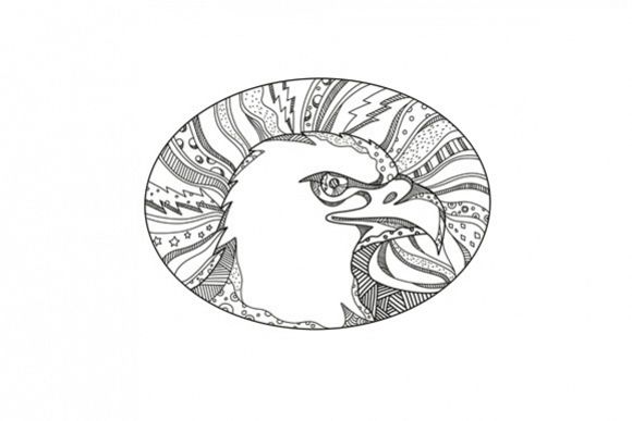 Bald Eagle Head Doodle Art example image 1