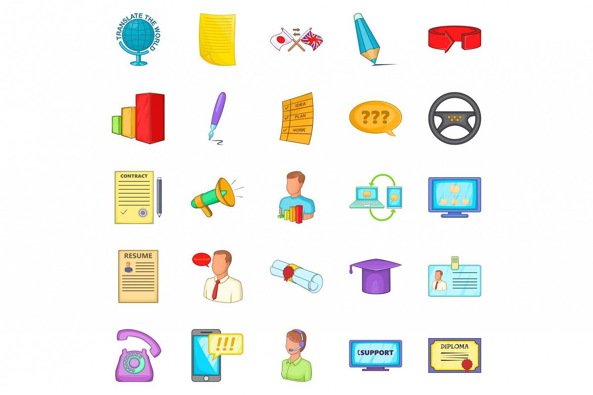 Seminar icons set, cartoon style example image 1