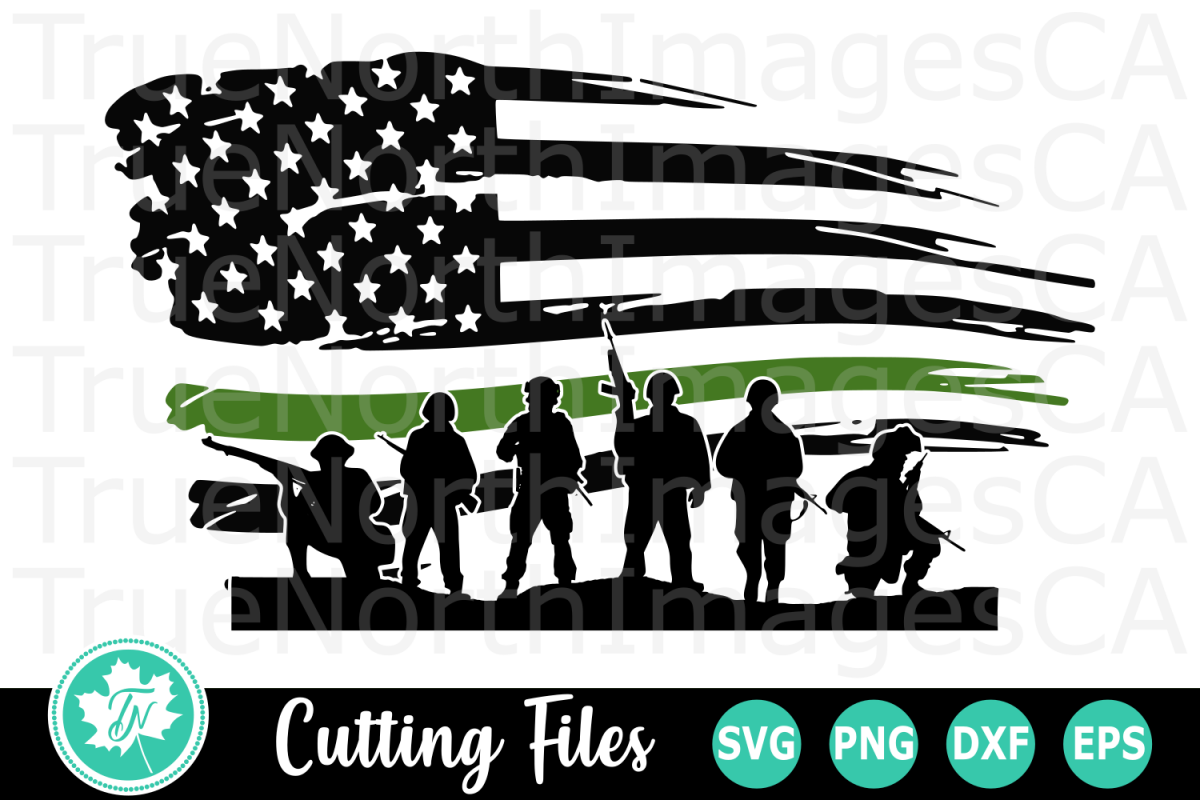 Thin Green Line Flag Soldiers - An Occupation SVG Cut File (203821