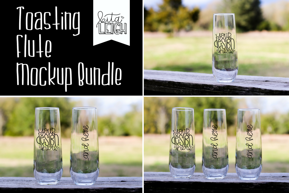 Bridal Party Toasting Flutes Mockup Bundle example image 1