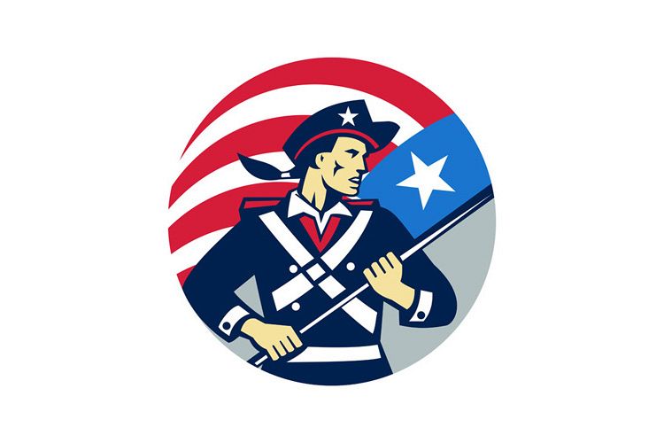 American Patriot Holding Brandish USA Flag Circle Retro example image 1