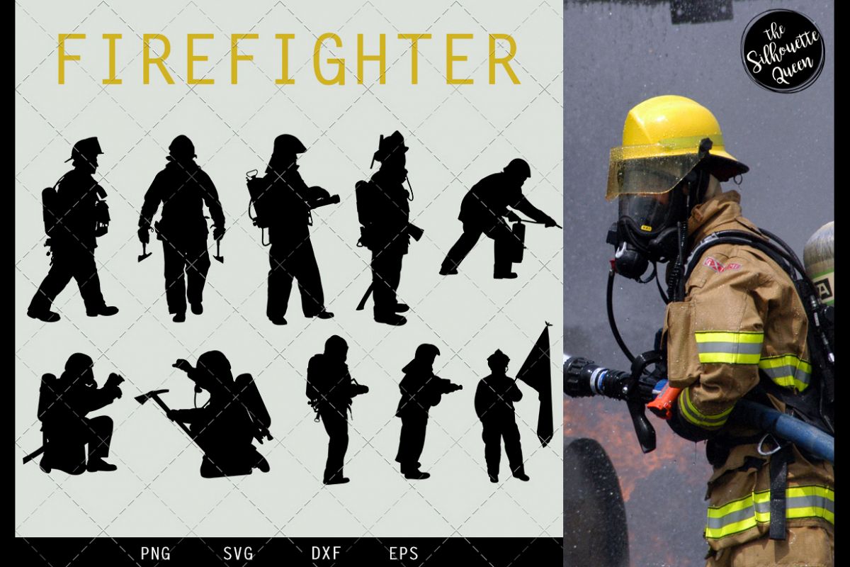 Fire Fighter svg file, Fireman svg cut file example image 1