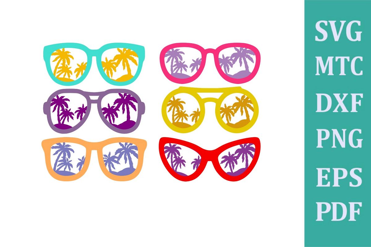 Sunglasses with Palm Tree Reflection SVG Cut File Bundle (200485 ...