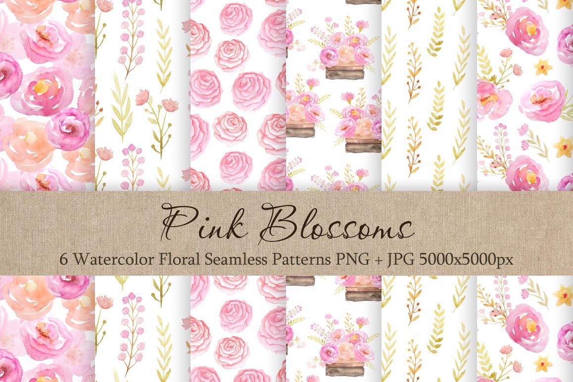 Watercolor Floral Patterns Vol.1 example image 1