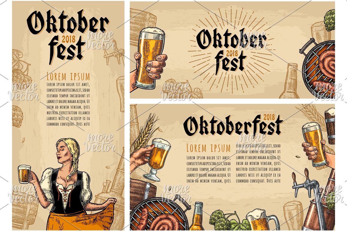 Horizontal, vertical posters oktoberfest festival engraving example image 1