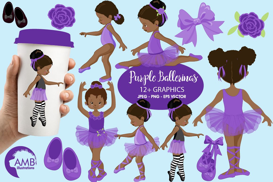 Ballerinas in purple clipart, graphics illustration AMB-1947 example image 1