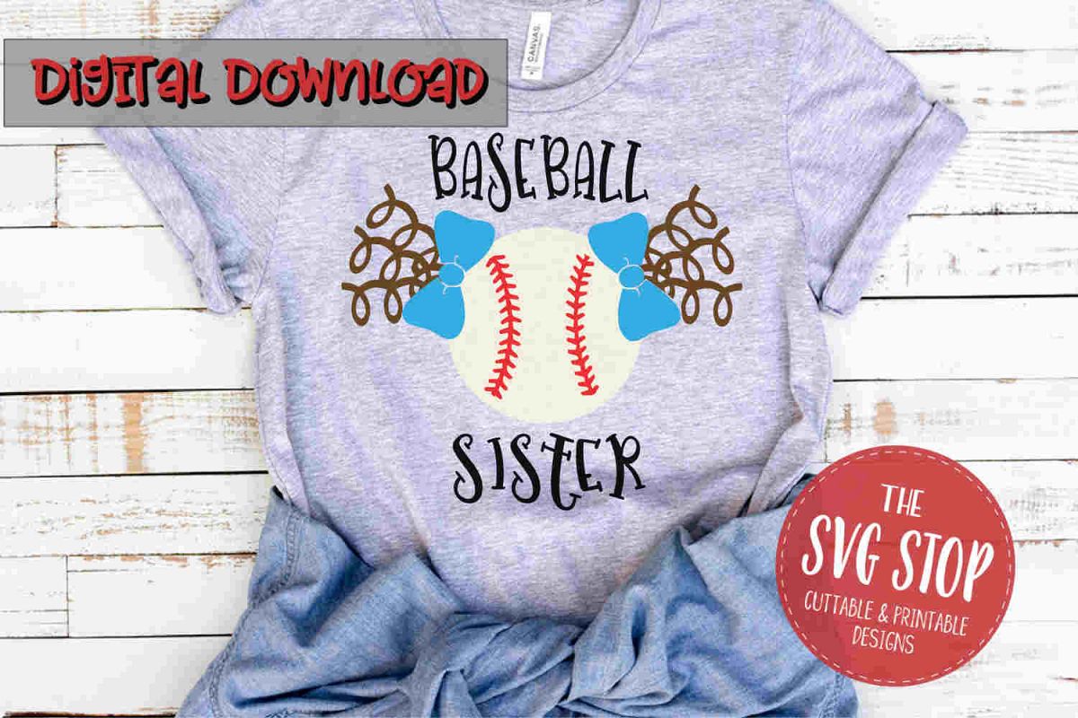 Baseball Sister Pigtails -SVG, PNG, DXF example image 1