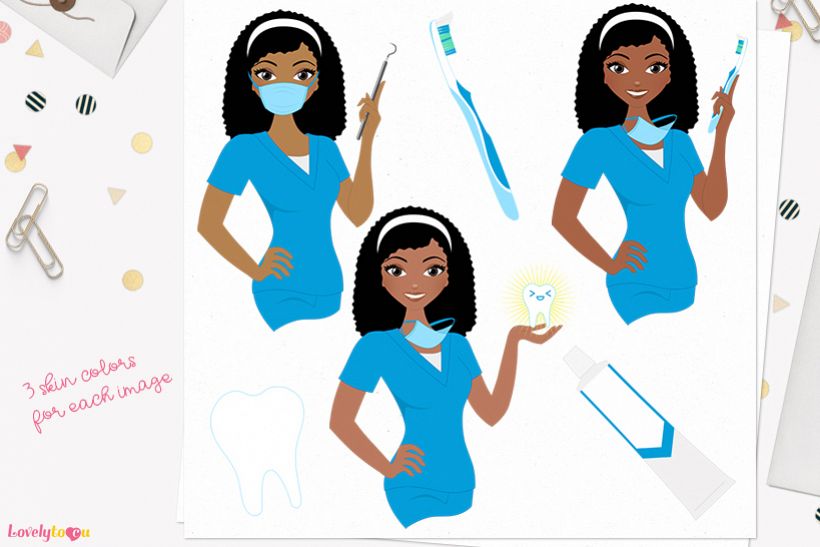 Dentist woman character clip art L400 Nelly example image 1