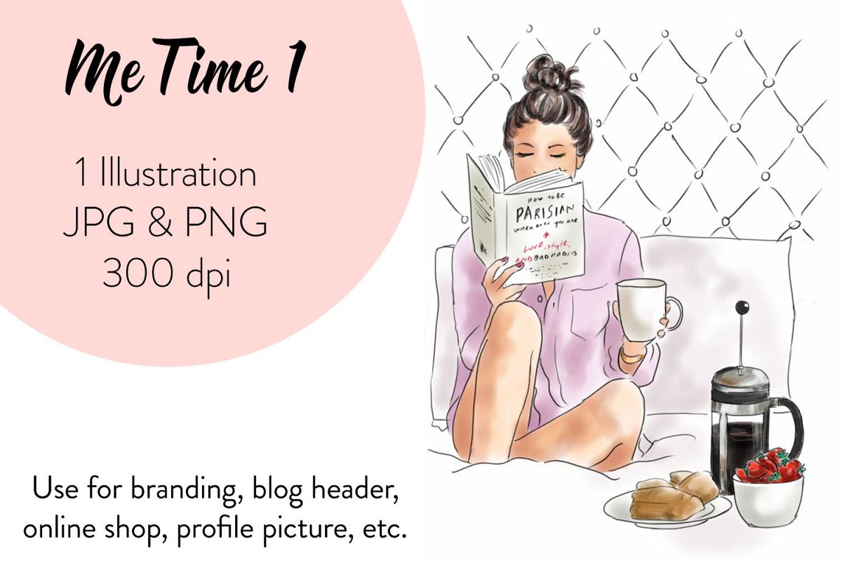 Fashion illustration clipart - Me Time1 example image 1