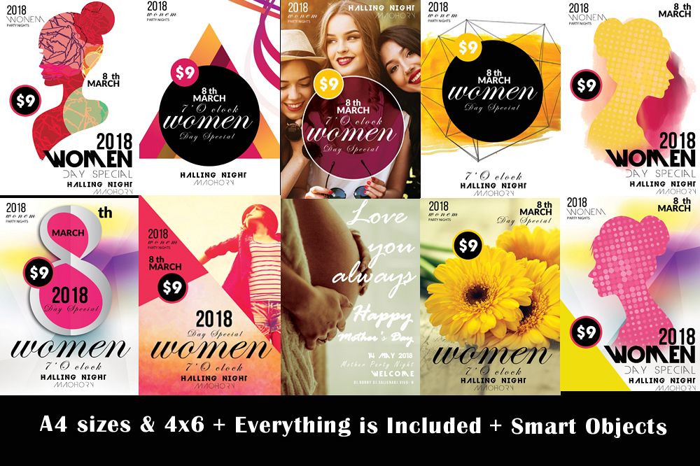 10 Women's Day Flyers Bundle example image 1