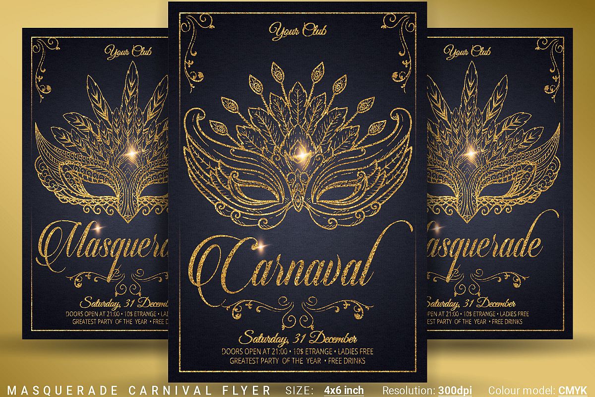 Masquerade Carnival Party Flyer example image 1