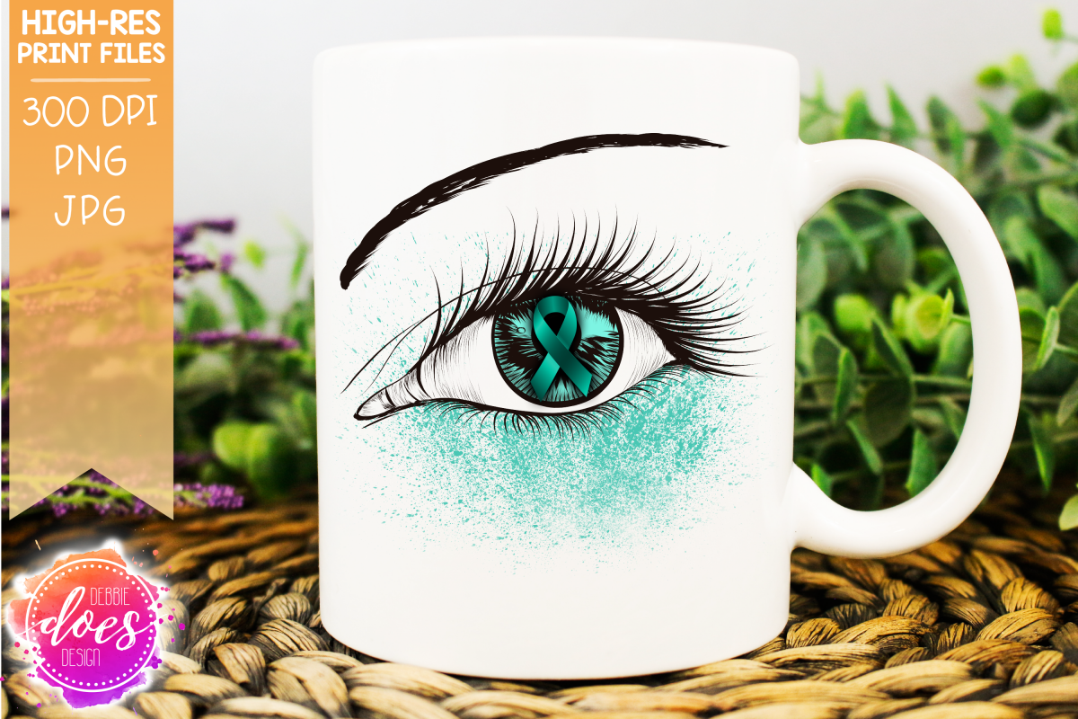 Teal/Mint Awareness Ribbon Eye Printable Design example image 1