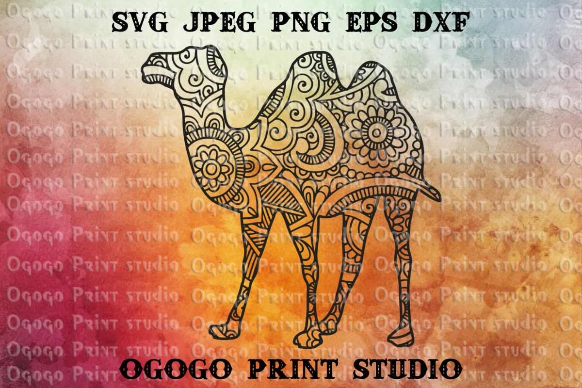 Mandala style Camel SVG, Zentangle SVG, Desert Animal Svg example image 1