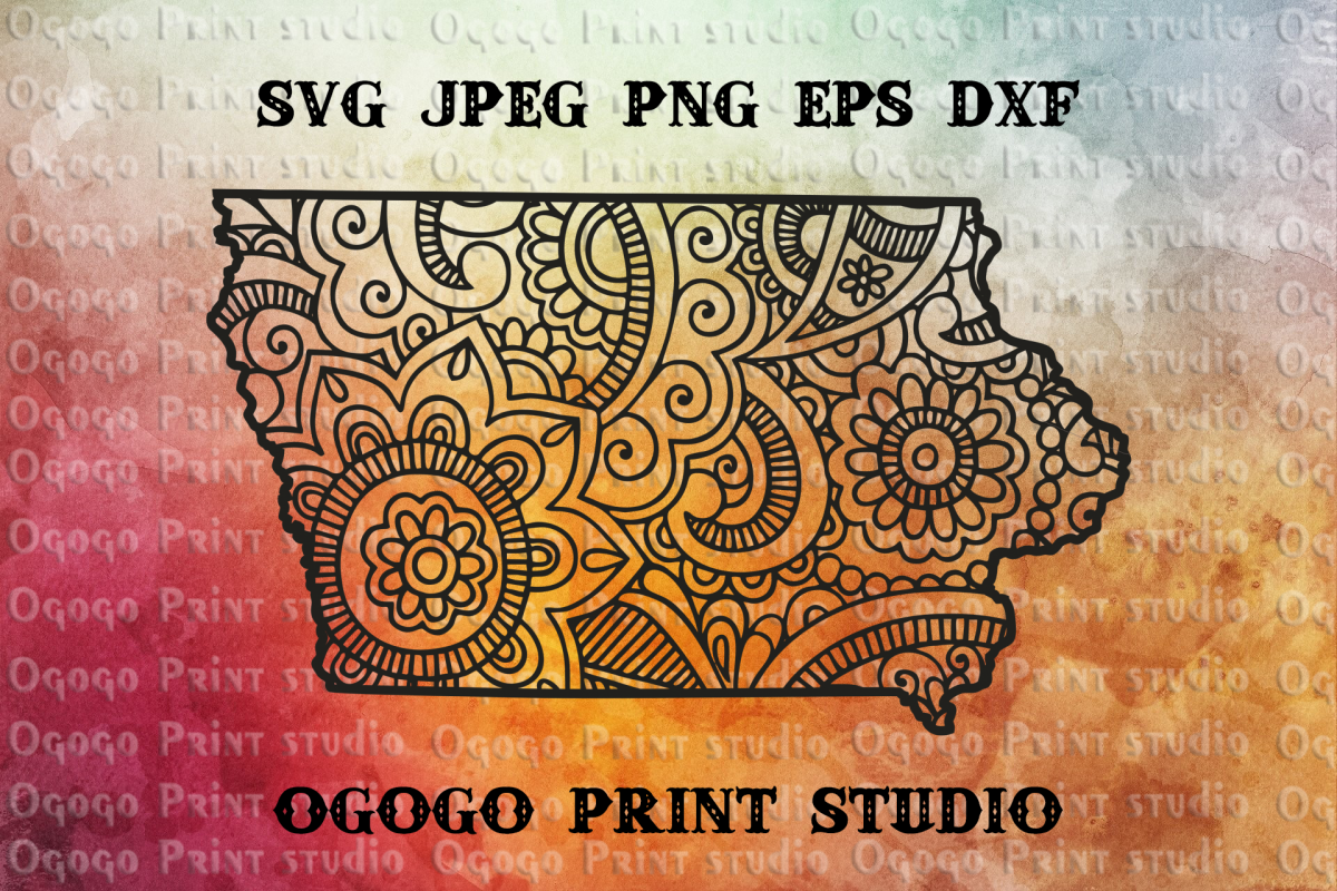 Iowa SVG, Zentangle SVG, Travel svg, Mandala svg example image 1