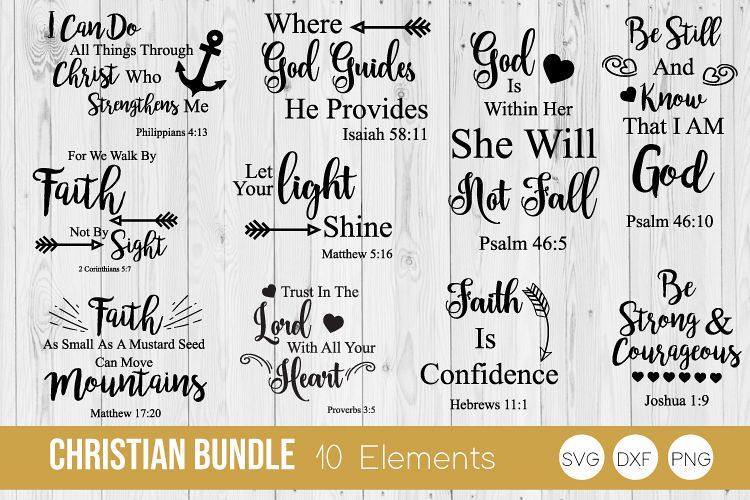 Download Christian Bundle, Bible Verses SVG, DXF, PNG Bundle Cut File (185358) | Cut Files | Design Bundles