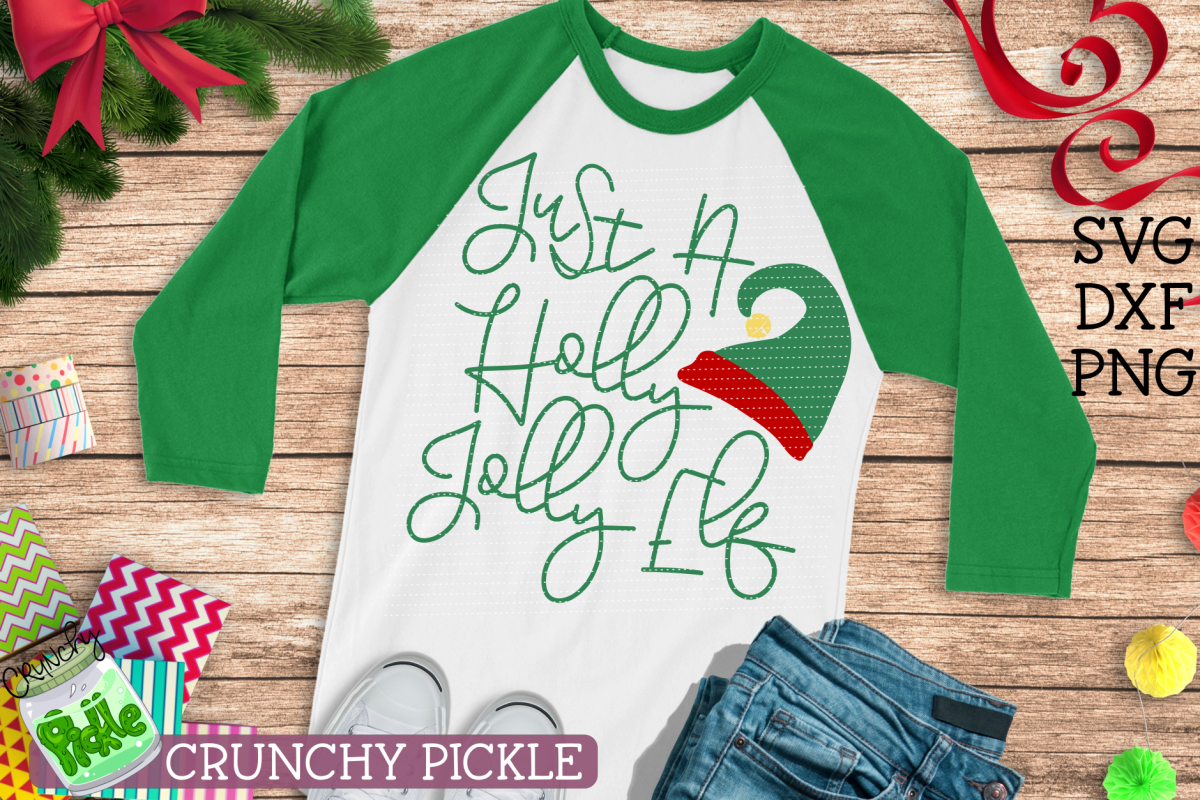 Just A Holly Jolly Elf Christmas SVG example image 1