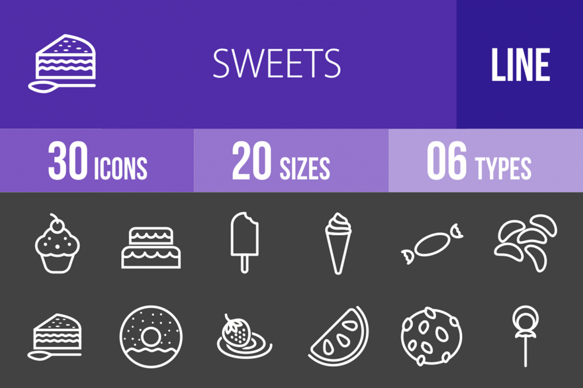 30 Sweets & Confectionery Line Inverted Icons example image 1