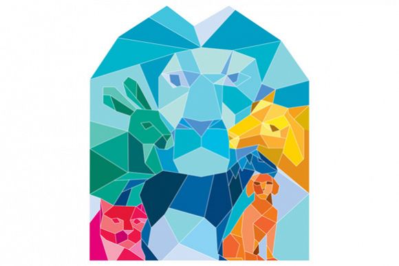 Lion Rabbit Cat Horse Dog Goat Low Polygon example image 1
